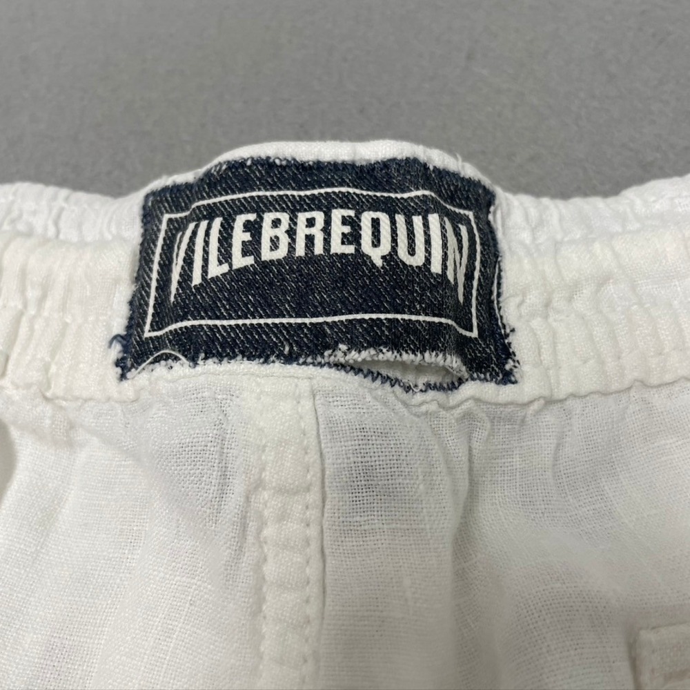 Vilebrequin Cargo Shorts Mens S White 100% Linen Elastic Waist BAIP8C2 OF 81718 - Picture 7 of 16